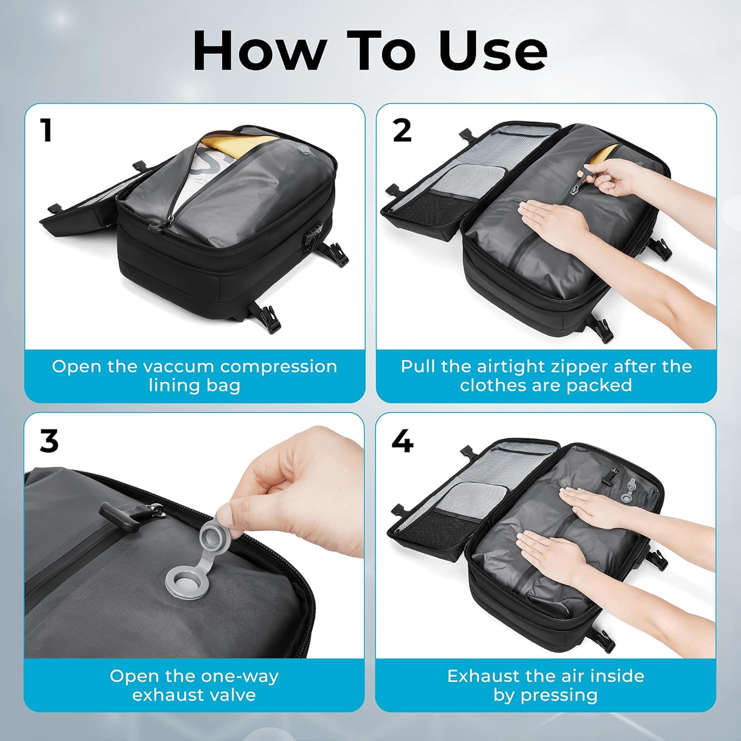 AirSeal Pro – Sac à dos de voyage à compression sous vide