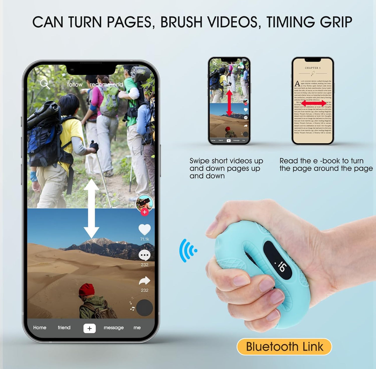 Entraîneur de force de préhension avec minuterie Bluetooth