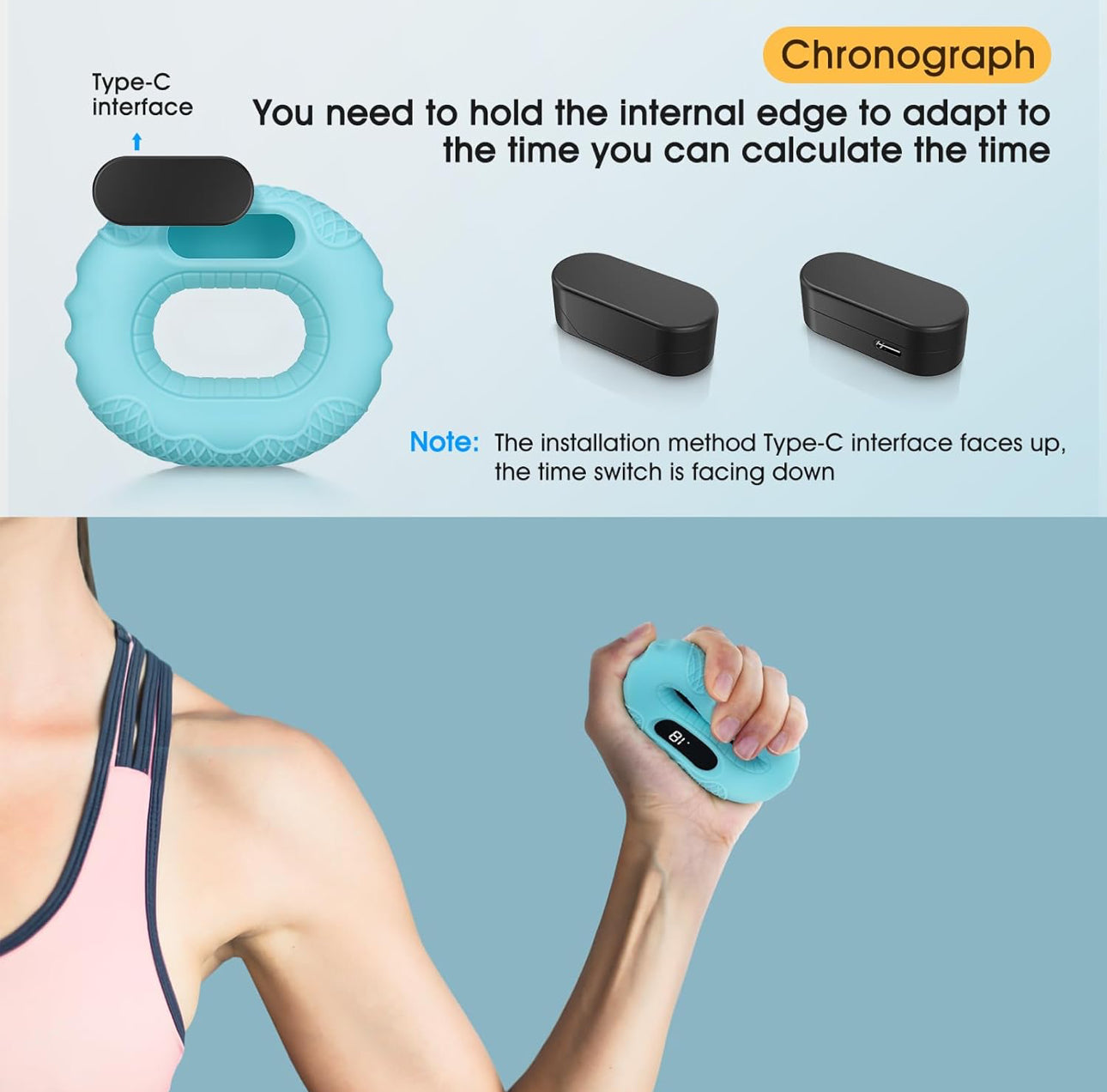 Entraîneur de force de préhension avec minuterie Bluetooth