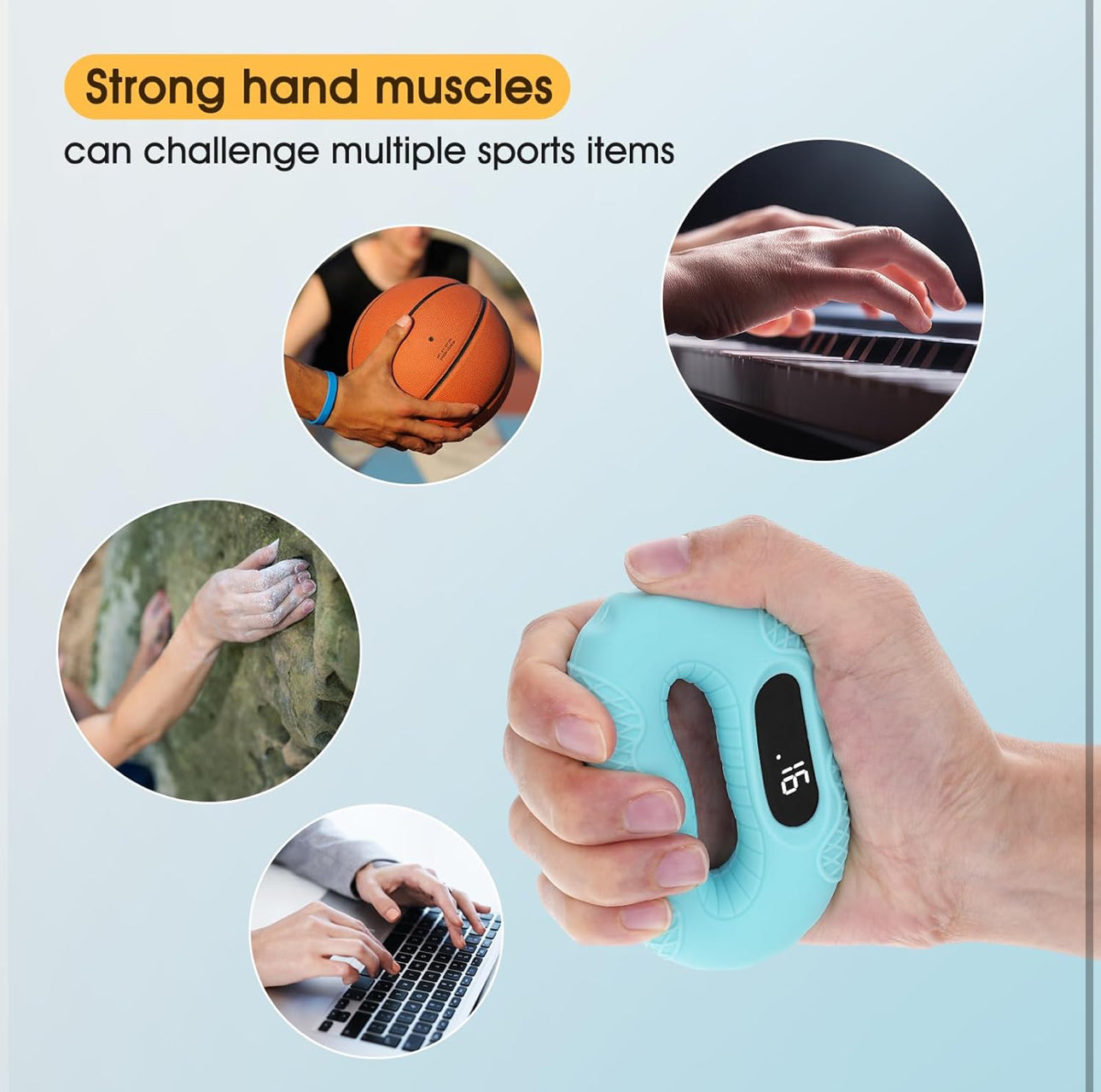 Entraîneur de force de préhension avec minuterie Bluetooth