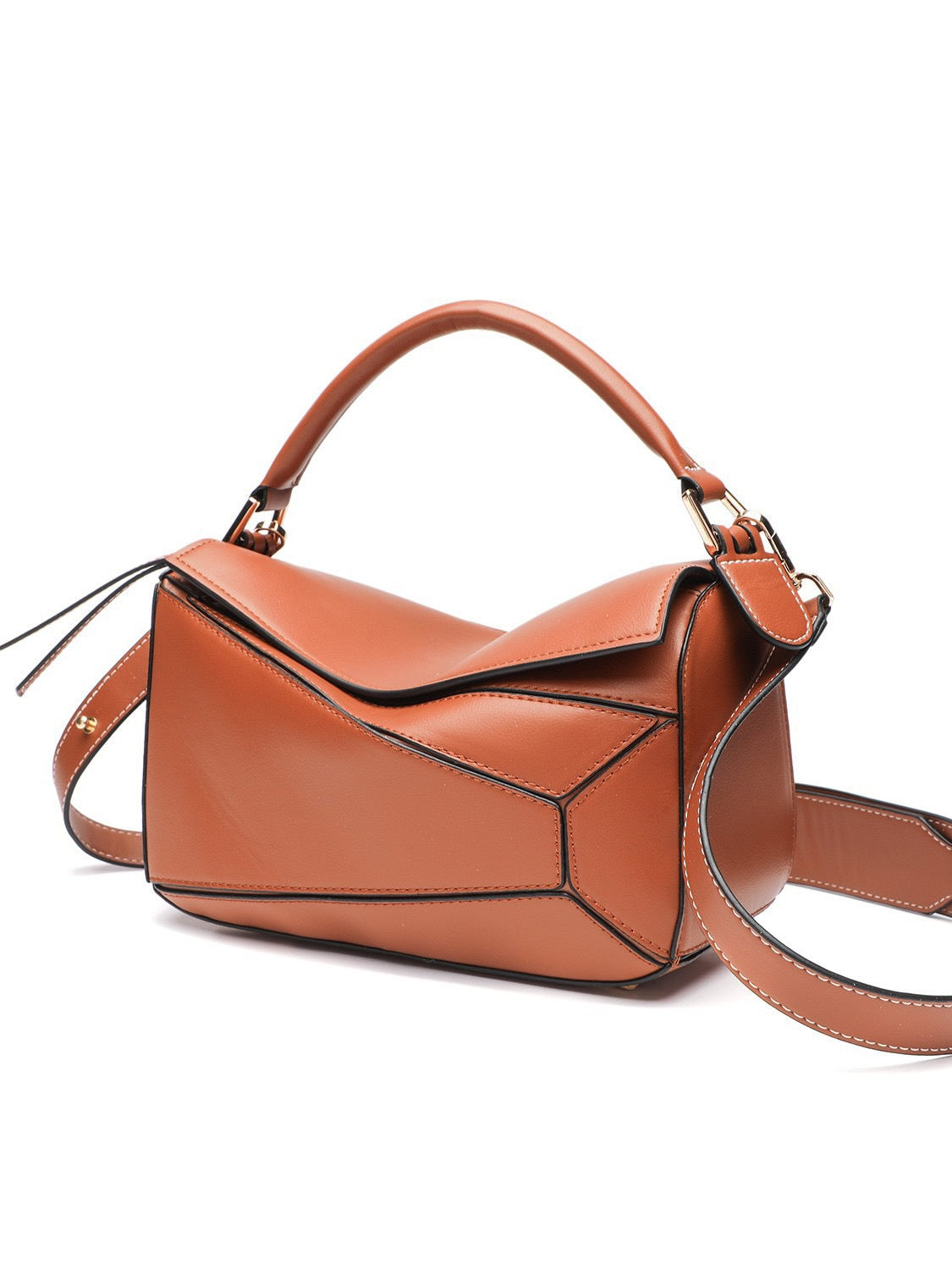 Le Cartable Geométrica – Cuir Cognac
