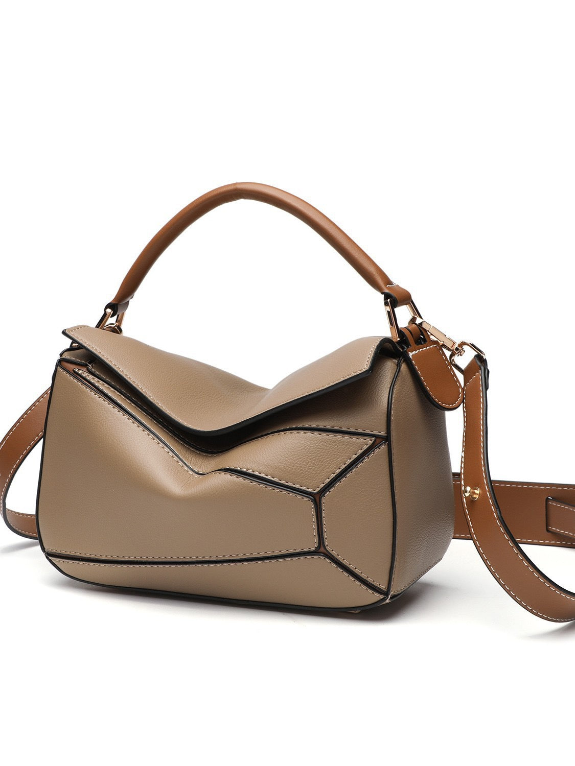 Le Cartable Geométrica – Cuir Cognac