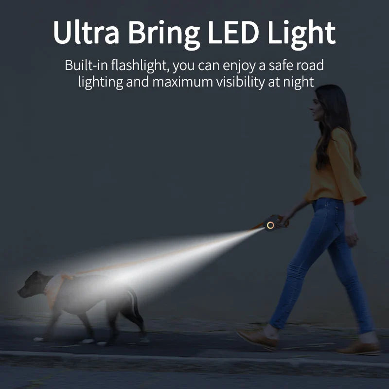 Laisse rétractable pour chien avec lumière