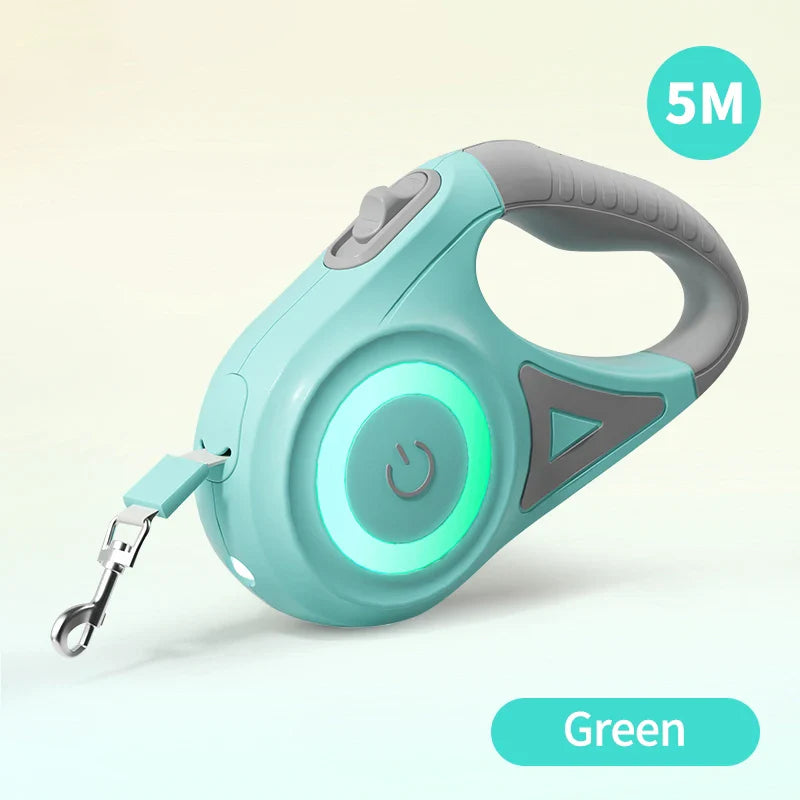 Laisse rétractable pour chien avec lumière