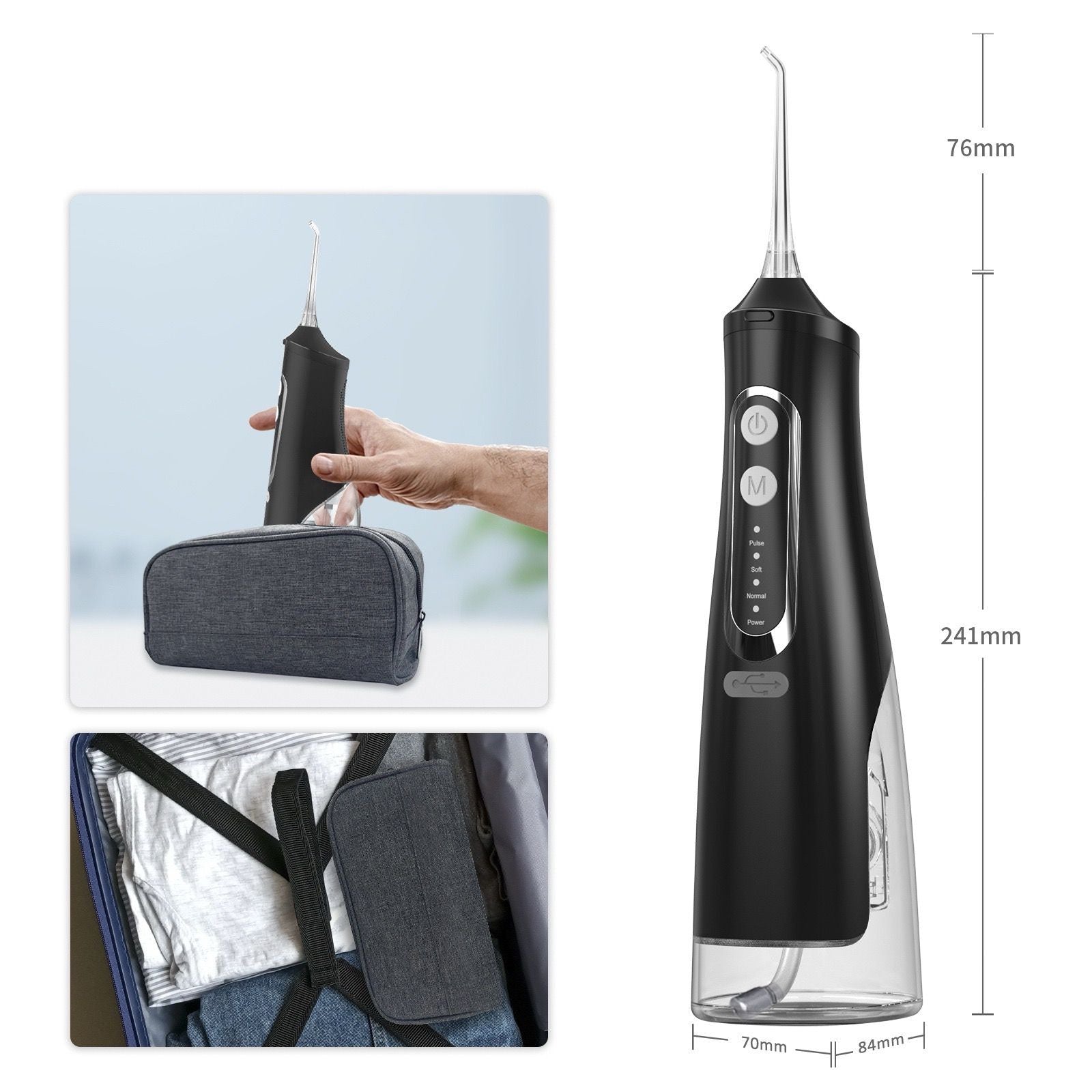 HydroPulse Pro – Portable Water Flosser with 4 Modes & 8 Tips