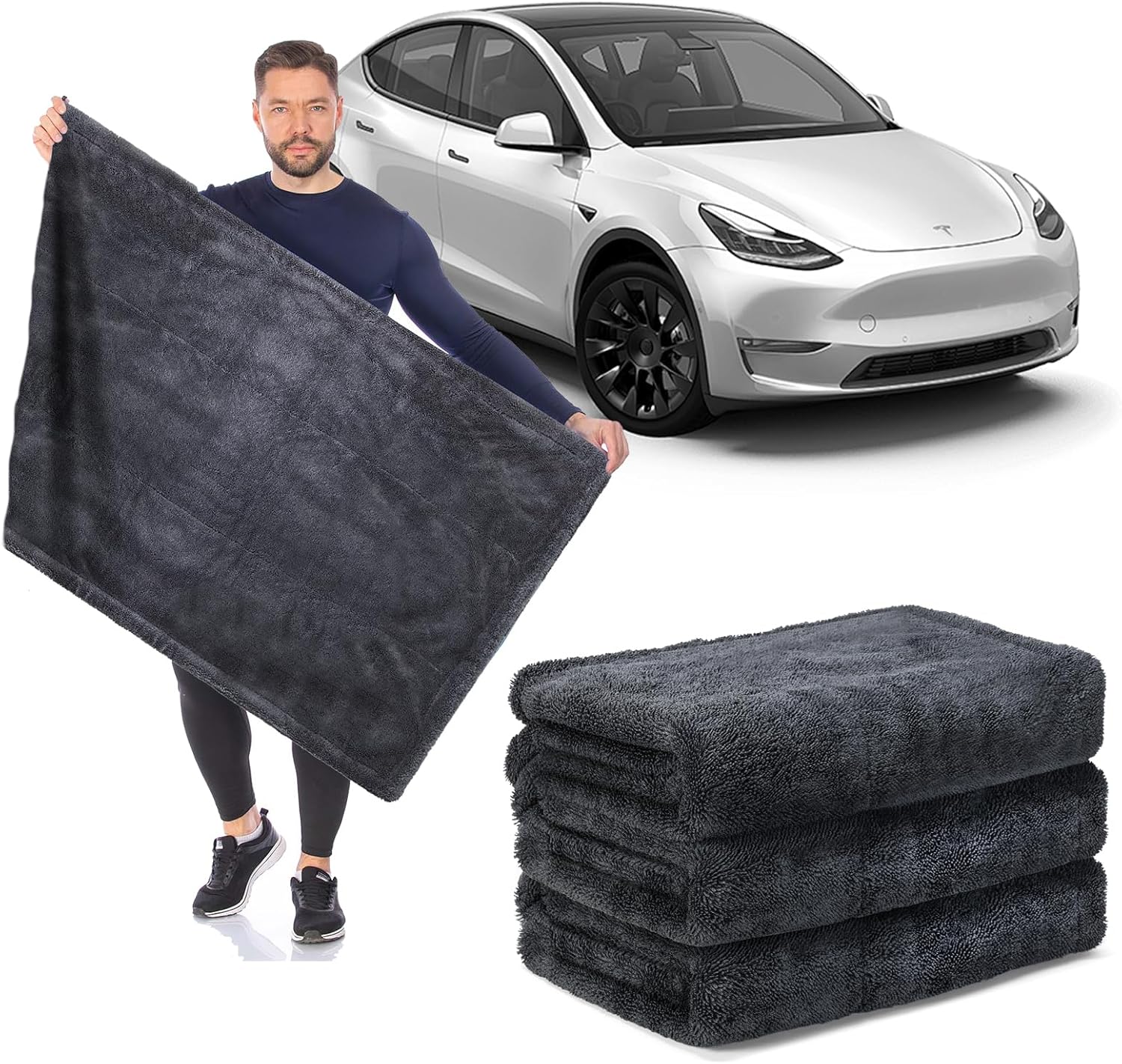 2+1 pcs MagicDry Twist-Weave Microfiber Car Towel – Streak-Free, Ultra-Absorbent, Scratch-Safe